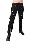 zwei abnehmbare Bänder Black Pistol Herren Jeans Hose - Punk Pants Denim Schwarz 32
