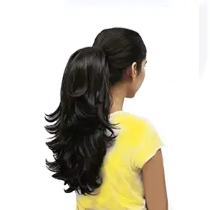 Alizz multi Step Cut Plastic Clutcher jaw clip Curly medium Ponytail Black Hair Extension Wig for Women (Pack of 1) hair style accessories