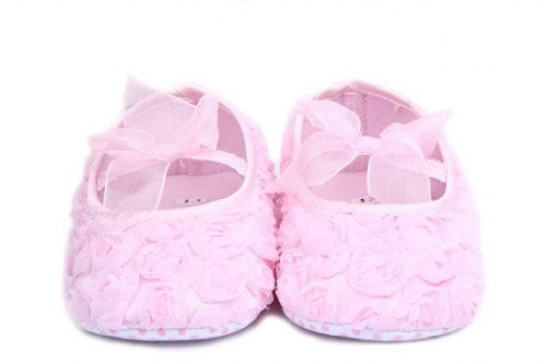 Bigood Baby Toddler Crib Bowknot Rose Lace Shoes First Walker Sneaker 11cm Pink