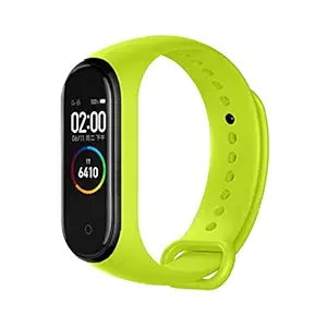 Envilean Smart Band M4 Fitness Tracker Watch with Heart Rate, Activity Tracker Water Resistant Body Functions Like Steps Counter, Calorie Counter, (Men and Women)-Green Strap