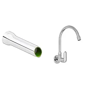 TOOBI Wall Mount Bath SPOUT+Kohler Kumin Wall Mounted Kitchen Faucet (Cold only) (99482IN-4-CP)