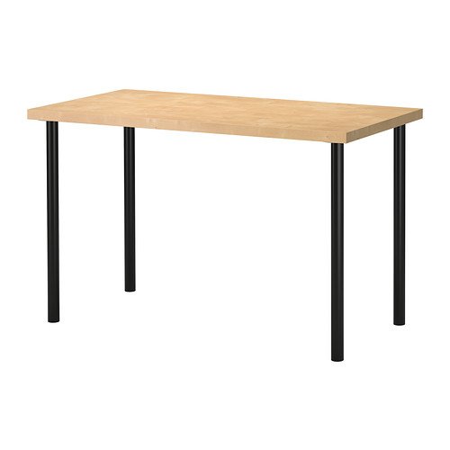 IKEA LINNMON/ ADILS - Table, birch effect, black - 120x60 cm