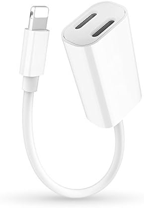 iPhone 7 8 X Splitter &amp; Adapter, 2 in 1 Dual Lightning Headphone Jack Audio and Charge Adaptor Converter Cable for Apple iPhone X/8/7(Support Music Control, Charge, Phone Call and Data Sync, New iOS 11) white
