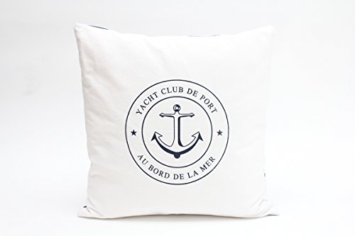 Kissenbezug Detlef 40x40cm Kissenhülle maritim Yacht Club Lounge Anker Sommer blau weiß gestreift Leinen Leinenoptik Dekokissen