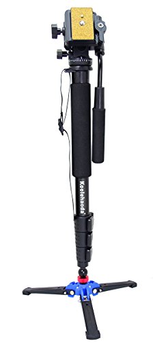 Koolehaoda cámara profesional de aluminio monópode   Cabeza de vídeo fluido con A2-trípode titular,   Max: 64 