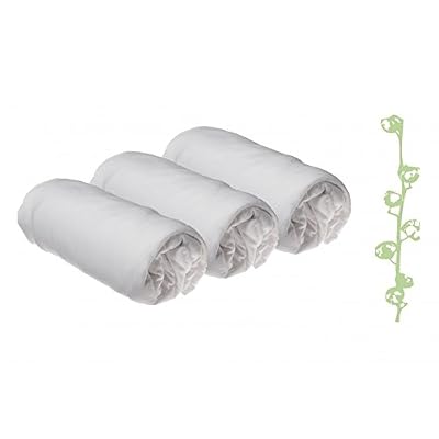 Easy dort Lot de 3 Draps housse Coton Bio pour lit bébé 60x120- 2 coloris disponibles (Blanc)