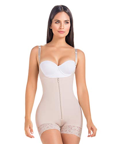 Mariae Gaine Femme Amincissante Combinaison Gainante Ventre Plat Spécifique Post-opératoire Post-Partum Haute Compression Invisible Fajas Colombianas 9235 (L, Beige)