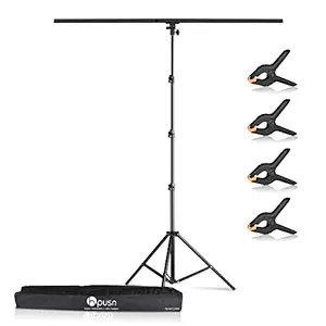 HPUSN T-Shape Backdrop Stand Kit 8.5x5ft: Adjustable Portable Photo Backdrop Stand with 4 Spring Clamps & Sandbag for Parties Birthday Parties & Photographic Studio Video