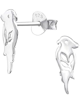 Tata Gisele© Ohrringe Sterling Silber 925/000rhodiniert–Papagei Wellensittich–5x 12mm