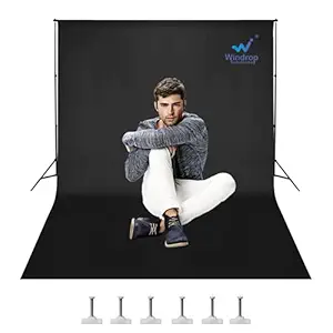WINDROP SOLUTIONS Black Screen Background Photo Video Studio Back Drop 8 x 12 ft for Indoor-Outdoor Online Classes YouTube Videos Made in India
