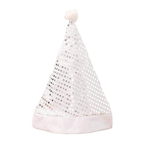 Preisvergleich Produktbild Nikolausmütze Weihnachtsmütze Kopfschmuck Weihnachtsdeko Pailletten Weihnachtsmütze für Erwachsene, silber