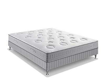 Simmons Flexion Ensemble Matelas et sommier + Pieds, Autres, Blanc et Gris, 90x200