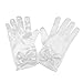 Produktbild 1paar Mädchen Handschuhe kurz Satin Kommunion Hochzeit Weiß Blumen Schleife