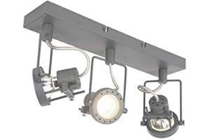 Qazqa Plafón industrial antracita orientable 3-luces - SUPLUX Acero Alargada Adecuado para LED Max. 3 x 50 Watt
