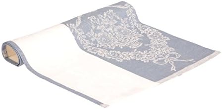 Vaitkute 216050 "Flower" Half-Linen Tea Towels 47 x 70 cm 50 % Linen and Cotton Washable at 60 °C Set of 2 Light Blue