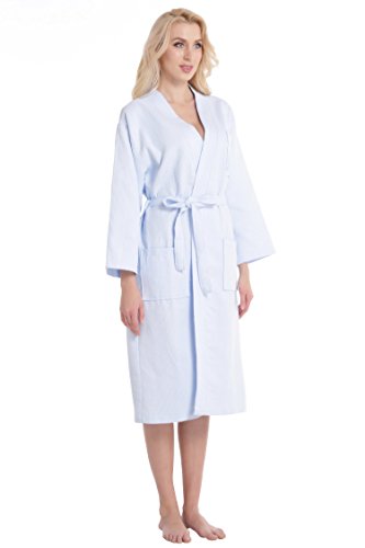 Aibrou Bademantel Damen Waffelpique Morgenmantel Baumwolle Schlafanzug Nachthemd V Kragen Waffel Typ Saunamantel Frottee homewear Kleidung - 5