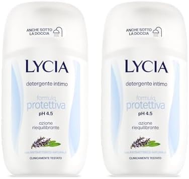Lycia - Detergente Intimo Formula Protettiva pH 4.5, Azione Riequilibrante, 200 ml (Confezione da 2)