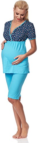 Be Mammy Maternity Nursing Pyjama Mirella (Turquoise, M)