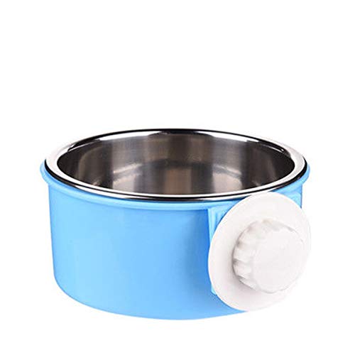 Pet Leso Removable Stainless Steel Hanging Bowl Cat Bowl Dog Water Bowl Birds Food Bowl with Dog Training Clicker -Blue by Pet Leso
