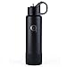 Produktbild qottle Wasserflasche, doppelwandig, Vakuumisoliert, Edelstahl, breite Öffnung, mit BPA-freiem Trinkhalmdeckel, Schwarz