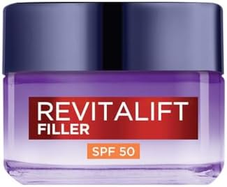 L'Oréal Paris Crema Viso Giorno Revitalift Filler SPF50, Per Tutti i Tipi di Pelle, Azione Anti-Rughe Rivolumizzante, Pelle Rimpolpata a Lungo, Con Acido Ialuronico, 50 ml