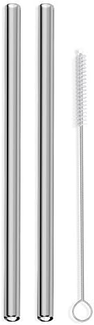 Hummingbird Glass Straws 8 inches x 9.5mm Reusable Straws (2 Pack of Gray)