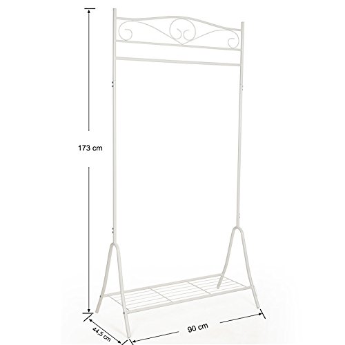 Songmics Kleider und Garderobenständer mit schuhablage, Metall, weiß, 90 x 44,5 x 173 cm - 4