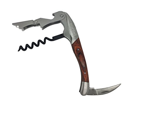 ducomi® Sommelier Korkenzieher Flaschenöffner für Wein aus Edelstahl (Garantie A Leben), Korkenzieher Kellnermesser Position Profi benutzerfreundlich für Wein und Bier Holz - 3