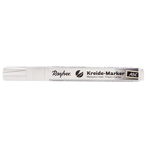 Rayher Hobby 38869102 Kreide-Marker, Keilspitze 2-6 mm, SB-Beutel 1 Stück, weiß