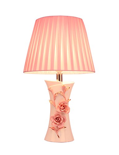 Preisvergleich Produktbild PENGFEI Keramische Tischlampe moderne minimalistische romantische Bett Schlafzimmer Tischleuchte rot / rosa und blau Schöne und praktische Schreibtischlampe ( farbe : Pink , größe : L*H:30*50cm-A )