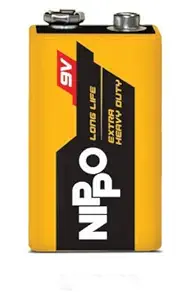 NIPPO Long Life 9V Rectangular Extra Duty Battery- Pack of 2 Battery.