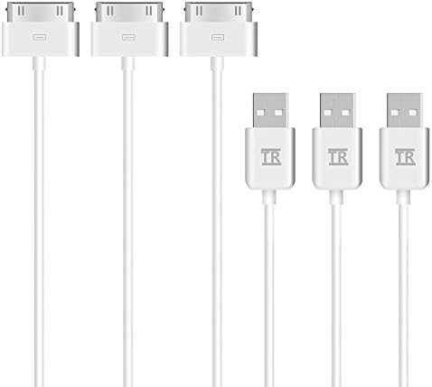 iPhone 4s Cable,iPad 2 Cable,TechRise 3-Pack APPLE MFI CERTIFIED Sync and Charging Cable (Length 1 Meter) for iPhone 4/4S, iPhone 3G/3GS, iPad 1/2/3, iPod - White