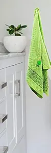 Welfic Embroidery Soft Touch Light Weight Quik Absorbent Organic Cotton Bath Towel (60 inch x 30 inch) (Green)