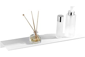 Biutimarden Bathroom Shelf 40cm White No Drill Bathroom Shelves Self Adhesive Rustproof Wall Mounted Storage Aluminum Bathroom Accessories Organiser for Bathroom Kitchen Toilet