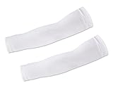 DSstyles Arm Sleeves For Sport Skin Arm Sleeve One Pair 2 Pieces for Cycling/ Bike/ Hiking/ Golf/ Basketball/ Running/ Football/ Basketball Shooting - White