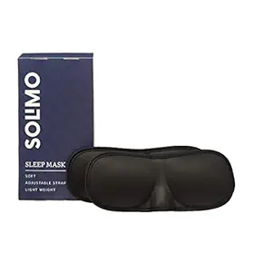 Amazon Brand - Solimo Sleep Mask, With Eye Cushion, Ultra Smooth, Adjustable Strap, Total Blockout (Black, Pack Of 2)