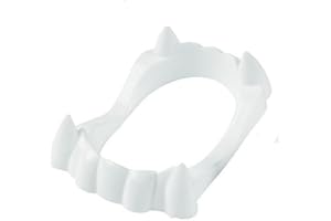 SPTON Halloween Frightening Fangs Horrifying Vampire Tooth Reusable Plastic Fake Dentures Creepy Zombie Fangs Cospaly Party Props Fancy Dress Costume Accessory Assorted Designs (Pack Of 1) (Style 1)