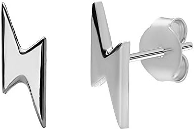 Lightning Bolt Stud Earrings | in 925 Sterling Silver | Flash Geek Nerd Harry Potter | by Serebra Jewelry (Sterling Silver)