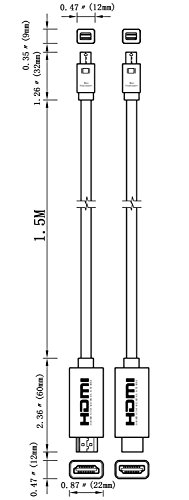 a-tech 1.5m Mini Displayport (Mini DP) zu HDMI Stecker Adapter Kabel für Apple MacBook, MacBook Pro, MacBook Air in abs-Weiß - 6