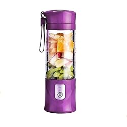 Portable Mixeur des Fruits rechargeable USB,Mini Blender Pour Smoothie, Milk-shake,Jus de fruits,Masque facial,Blender Portable 350-420ml 6 Lames pour Sport et Voyage,Sans BPA,Bouteille type (Violet)