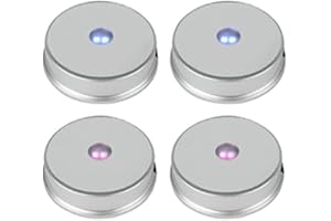 GOTRAIN Base luminosa a LED rotonda colorata per statuette artistiche in vetro, illuminata con sette colori cangianti, 3 batterie AAA (bianco, 4 pezzi)