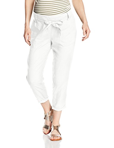 New Look Maternity Women's Lolly Linen Tapered Maternity Trousers, White, 14