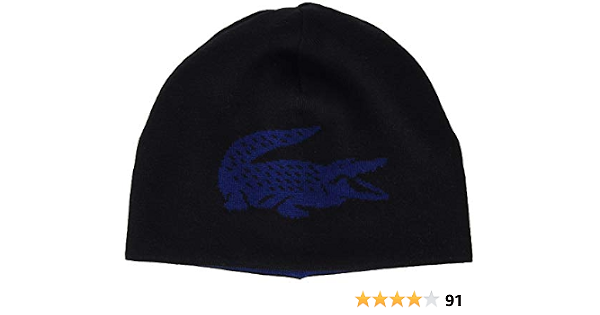 Lacoste Men's RB2186 Beanie Hat, Noir 