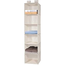 MaidMAX Étagère Suspendue Pliable, Etagere Rangement, Organiseur Placard de Rangement à 6 Compartiments, Organiseur de vêtement, Armoire Meuble de Rangement, 30.5 x 29.2 x 129.5 (cm) H, Beige