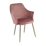 EGGREE Fauteuil en Velours Rétro,Chaise à Manger Scandinave Chaise Lounge pour Salon Chambre,Pieds en Metal,Rose