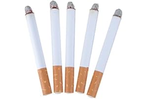 POLYPLAS Pack of 5 Fake Lit Cigarettes Realistic Look Fake Cigarettes Toys Fake Smoking Cigarettes Practical Joke Prank Funny Bag Gift Play