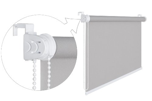 FENSTERROLLO 120 CM BREITE 175 CM LANG GRAU VERDUNKLUNG 50% SICHTSCHUTZROLLO INKL. SEILZUG FENSTER ROLLO KLEMMROLLO 120×175 - 2