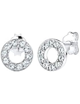 Elli Damen-Ohrstecker Kreis 925 Silber Kristall Brillantschliff weiß - 0310792814