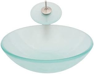 Transparency Tempered Round Glass Vase with Sink Waterfall Tap, Mounting Ring and Water Drain (0.917-vt4067)
