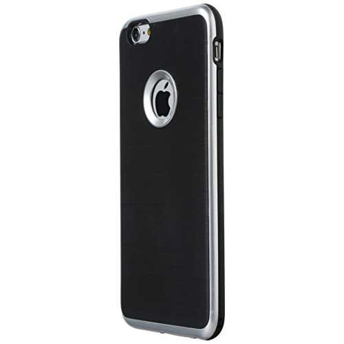 Ultratec Funda protectora de TPU / carcasa para iPhone 6 Plus con diseño de contrastes y borde de color, negro/plata
